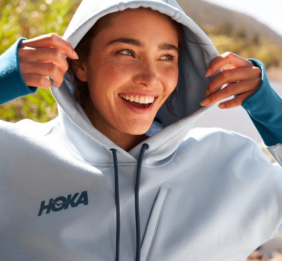 Hoka One One Kapşonlu Sweatshirt Kadın Mavi - Performance - VF6731485